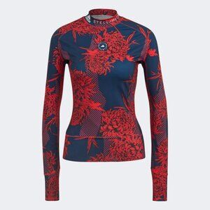 NWT adidas x Stella McCartney Women's Red TruePurpose Long-sleeve Printed Top XS